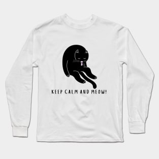 Cool Black Cat/ KEEP CALM AND MEOW! Long Sleeve T-Shirt